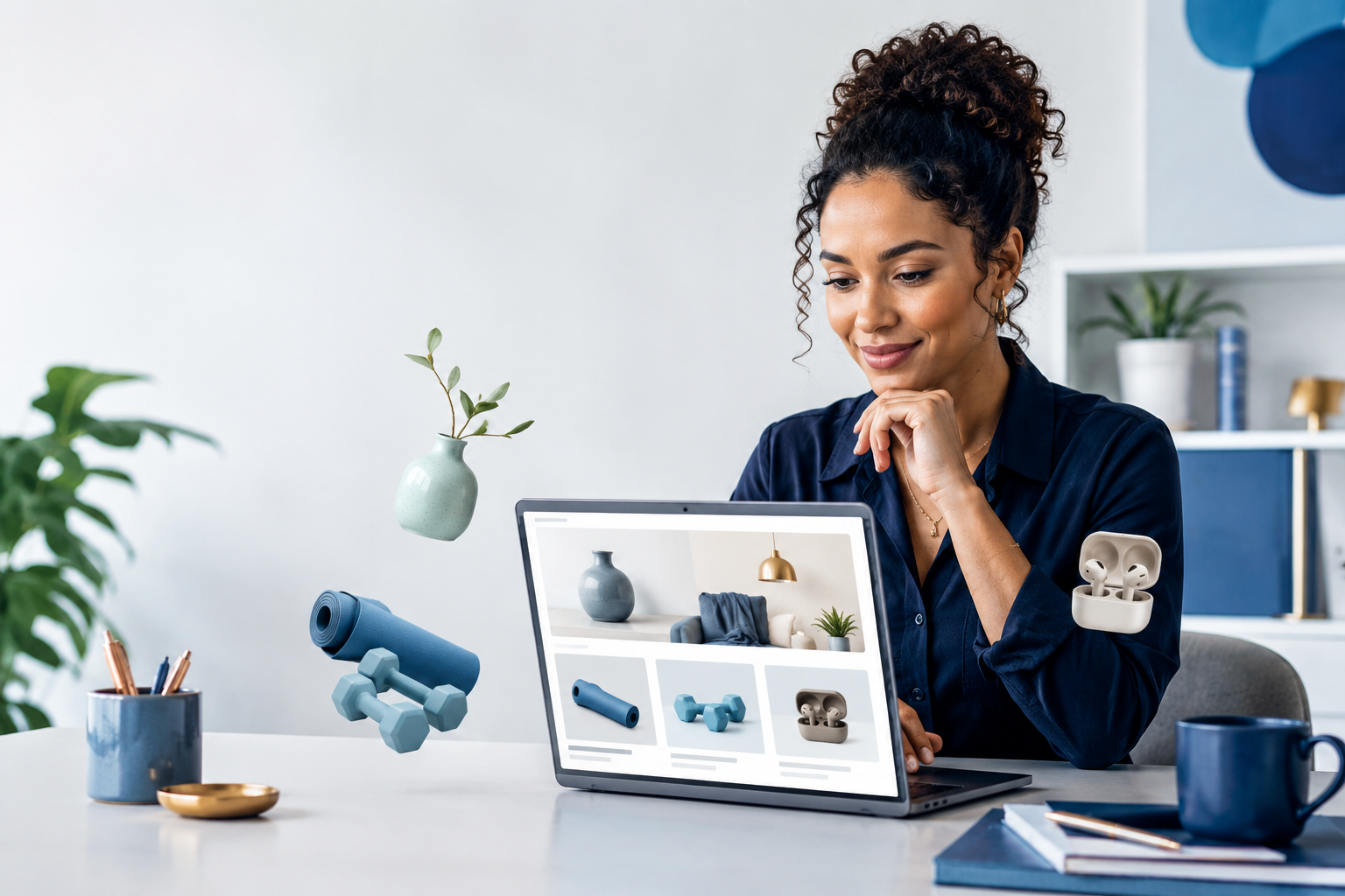 Business owner reviewing her online store